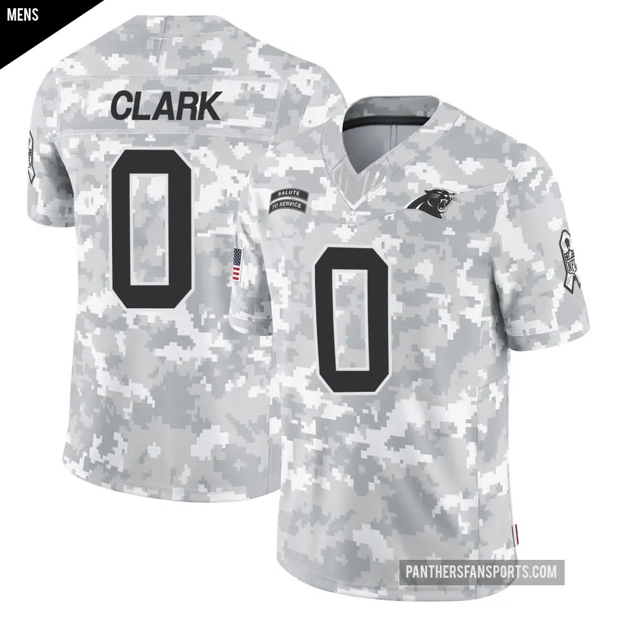 Men's Carolina Panthers ＃0 Jerrod Clark Arctic Camo Limited 2024 Salute to Service Jersey