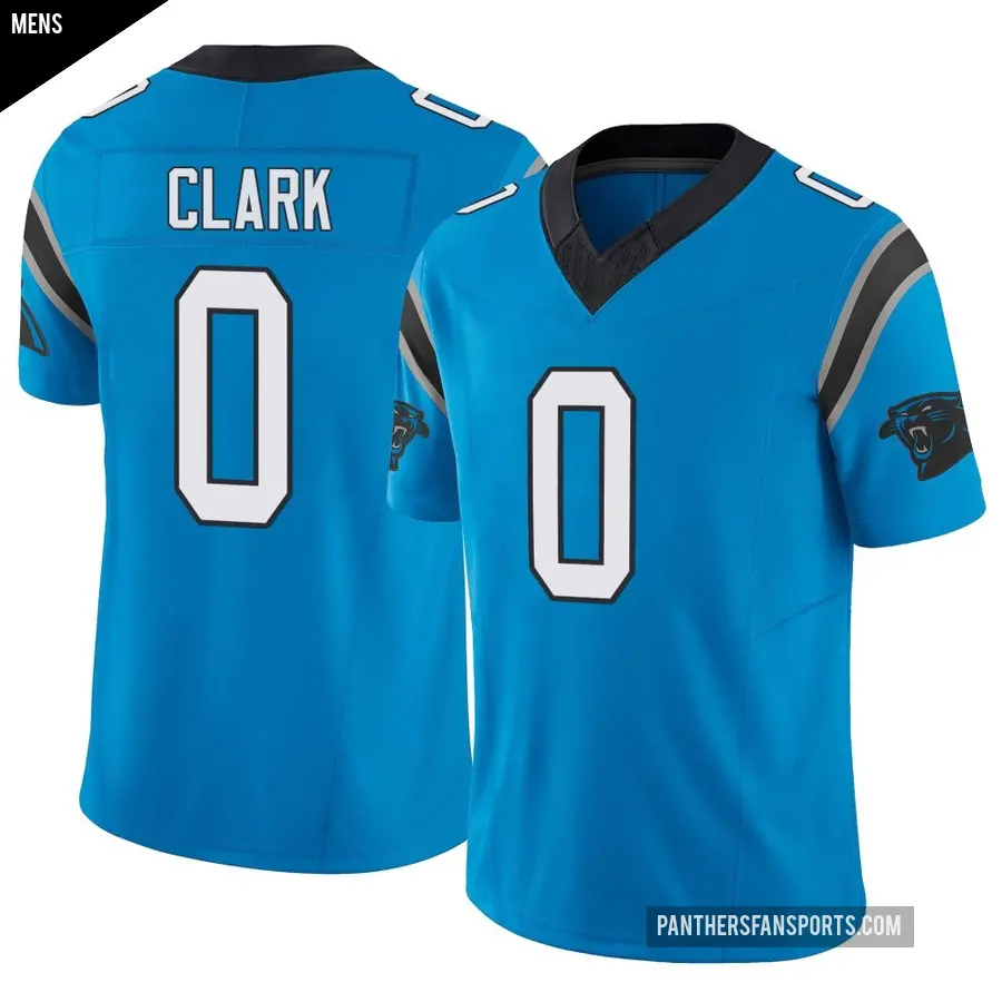 Men's Carolina Panthers ＃0 Jerrod Clark Blue Limited Vapor F.U.S.E. Jersey