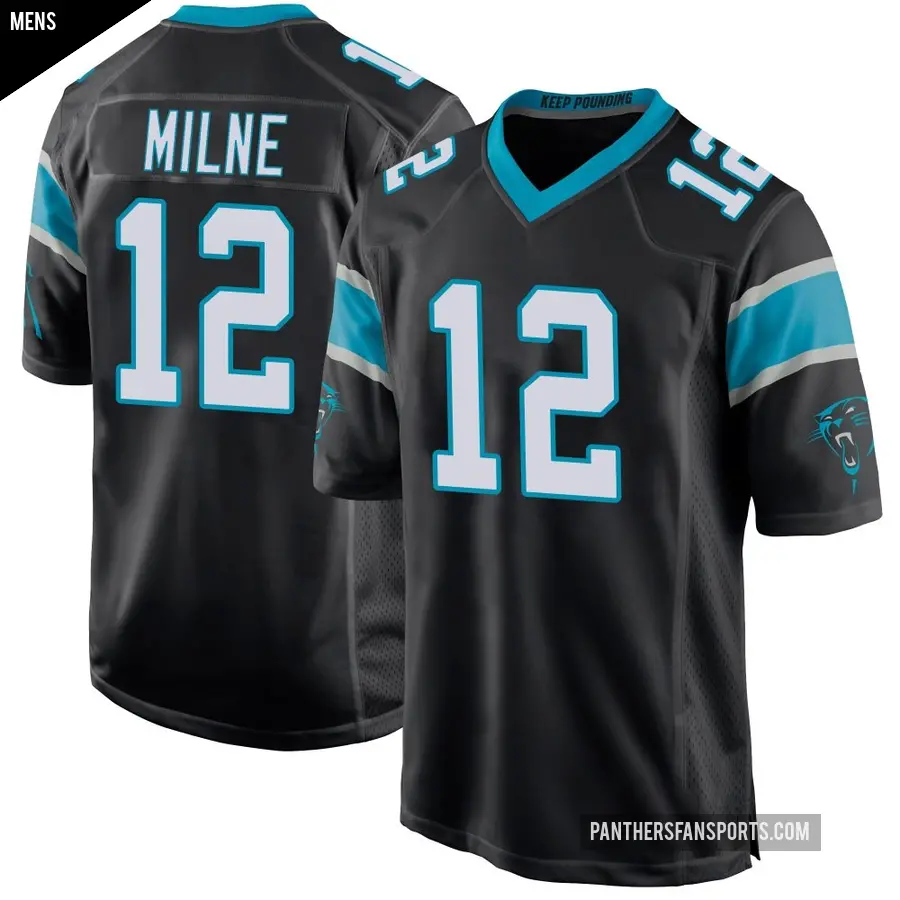 Men's Carolina Panthers ＃12 Dax Milne Black Game Team Color Jersey