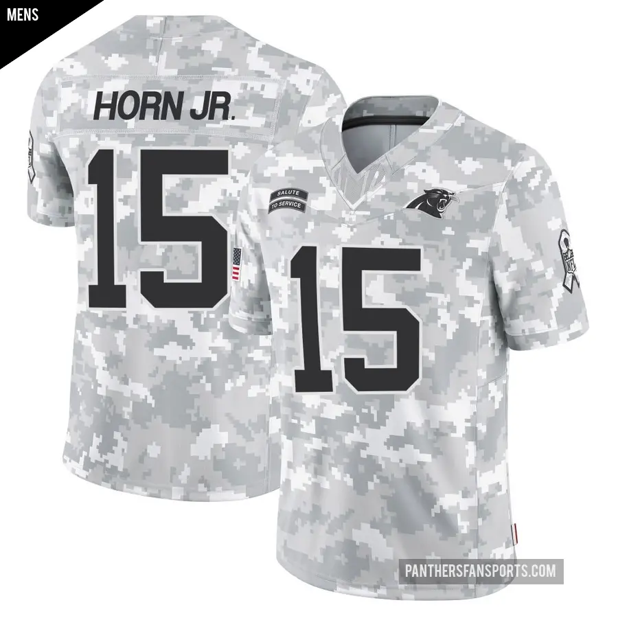 Men's Carolina Panthers ＃15 Jimmy Horn Jr. Arctic Camo Limited 2024 Salute to Service Jersey