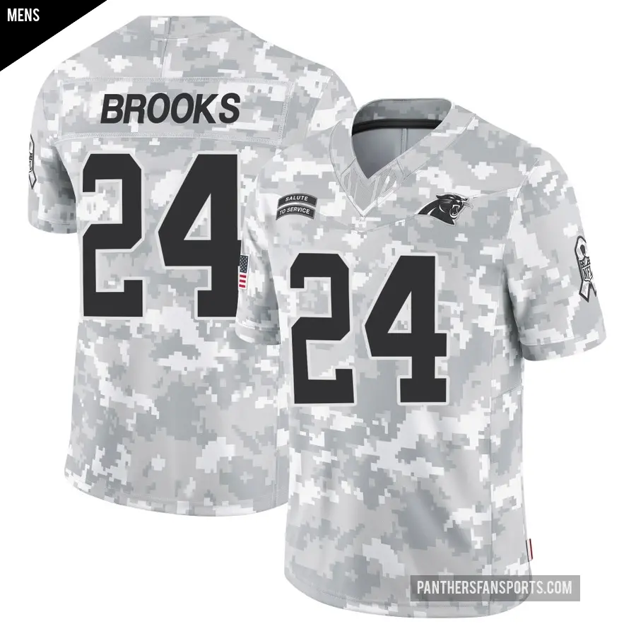 Men's Carolina Panthers ＃24 Jonathon Brooks Arctic Camo Limited 2024 Salute to Service Jersey
