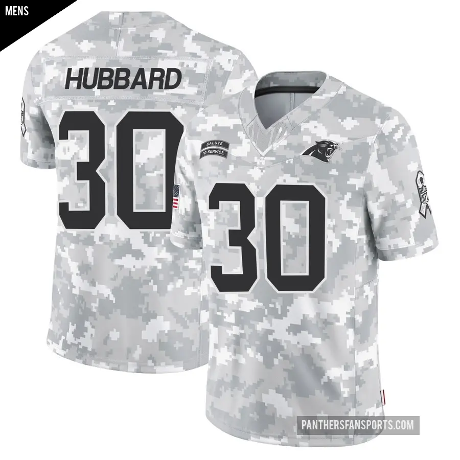 Men's Carolina Panthers ＃30 Chuba Hubbard Arctic Camo Limited 2024 Salute to Service Jersey