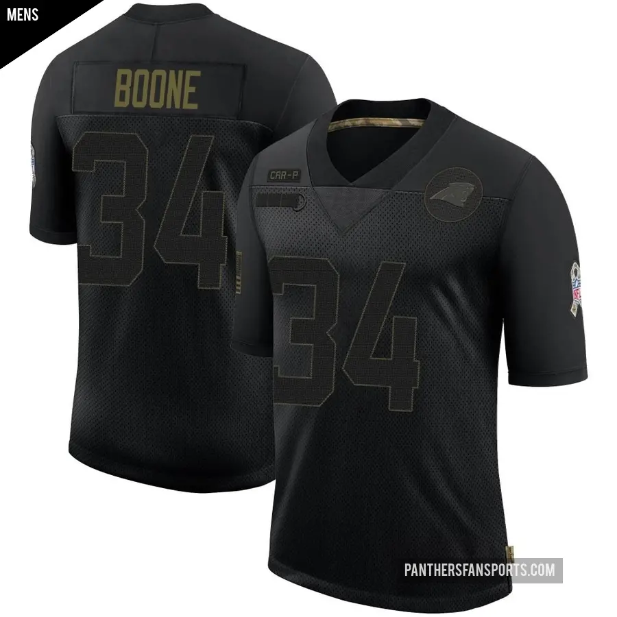 Men's Carolina Panthers ＃34 Mike Boone Black Limited 2020 Salute To Service Jersey