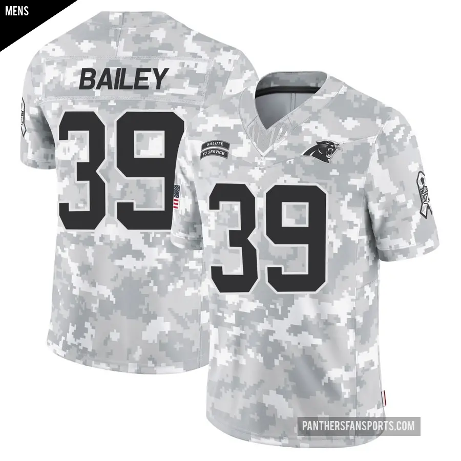 Men's Carolina Panthers ＃39 Emani Bailey Arctic Camo Limited 2024 Salute to Service Jersey