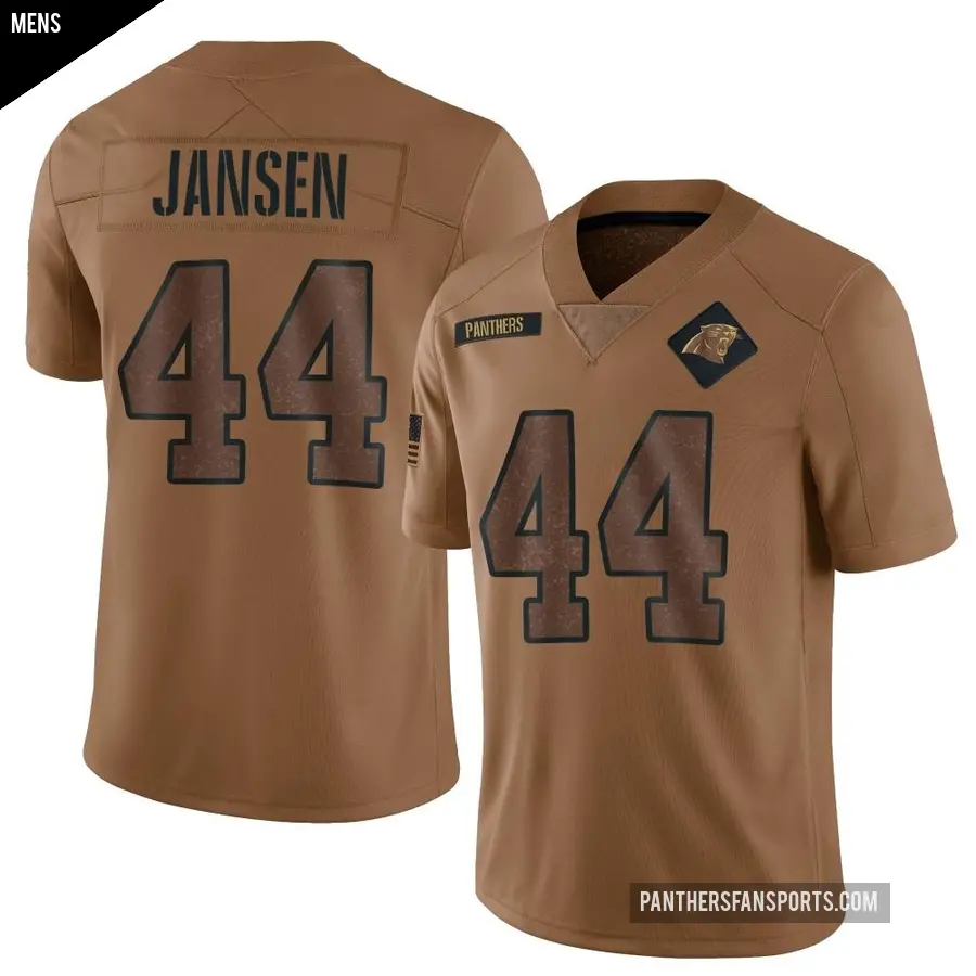 Men's Carolina Panthers ＃44 JJ Jansen Brown Limited 2023 Salute To Service Jersey