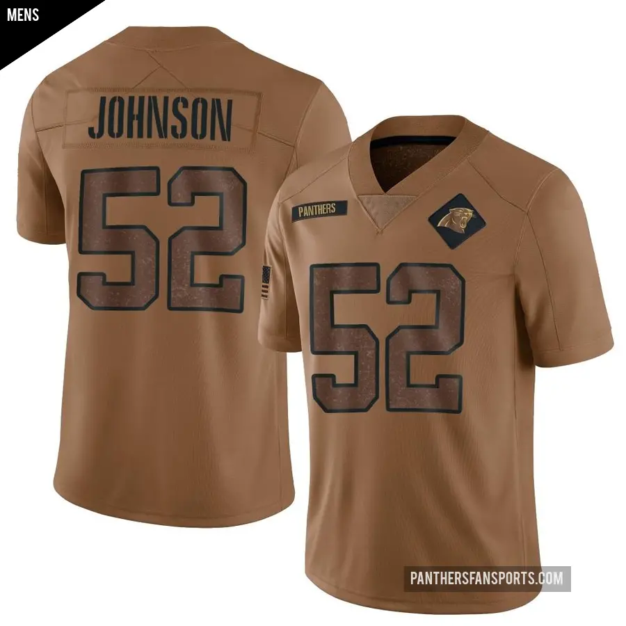 Men's Carolina Panthers ＃52 DJ Johnson Brown Limited 2023 Salute To Service Jersey
