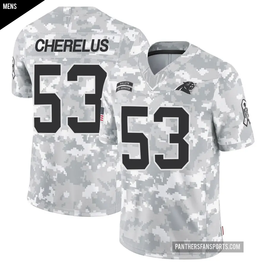 Men's Carolina Panthers ＃53 Claudin Cherelus Arctic Camo Limited 2024 Salute to Service Jersey