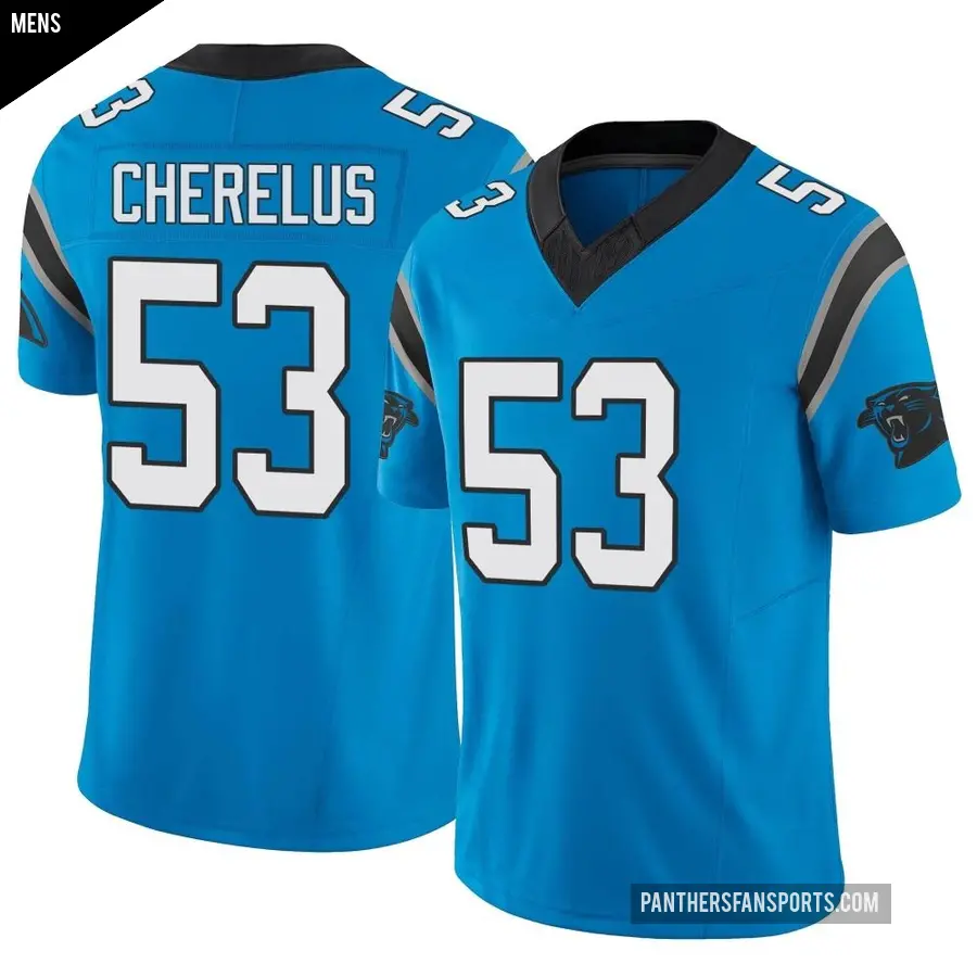 Men's Carolina Panthers ＃53 Claudin Cherelus Blue Limited Vapor F.U.S.E. Jersey