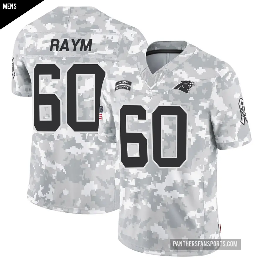 Men's Carolina Panthers ＃60 Andrew Raym Arctic Camo Limited 2024 Salute to Service Jersey