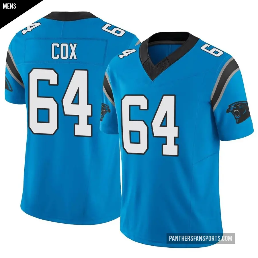 Men's Carolina Panthers ＃64 Bryan Cox Blue Limited Vapor F.U.S.E. Jersey