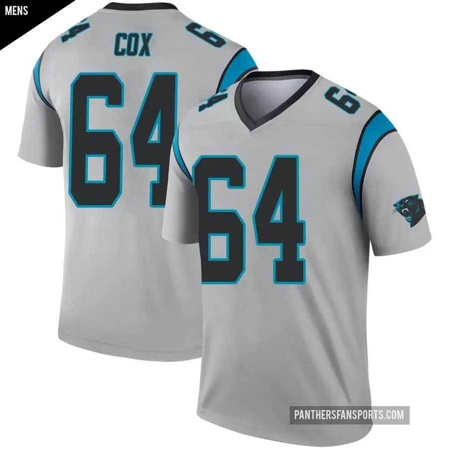 Men's Carolina Panthers ＃64 Bryan Cox Legend Inverted Silver Jersey