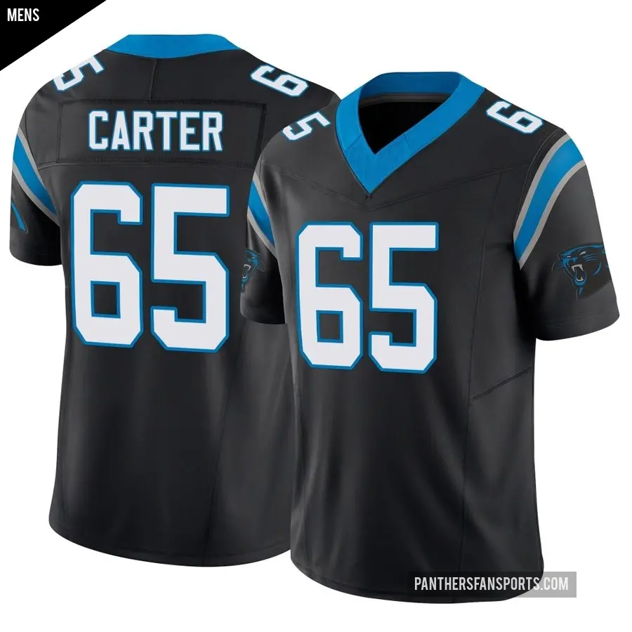 Men's Carolina Panthers ＃65 Ja'Tyre Carter Black Limited Vapor F.U.S.E. Jersey