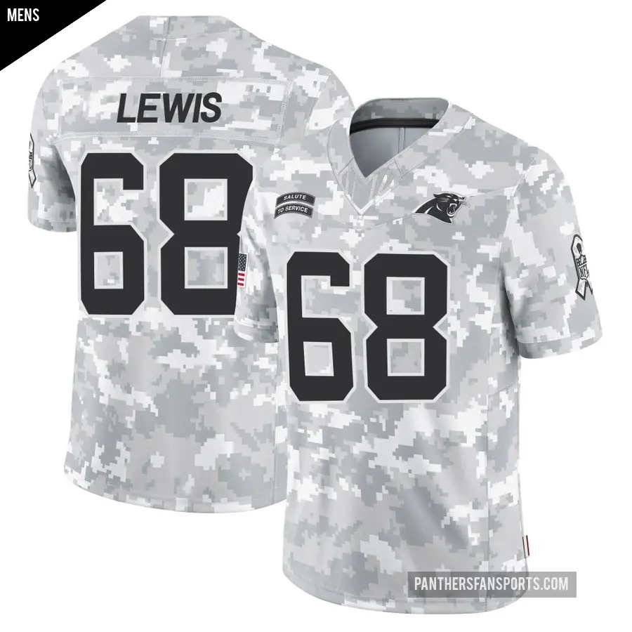 Men's Carolina Panthers ＃68 Damien Lewis Arctic Camo Limited 2024 Salute to Service Jersey