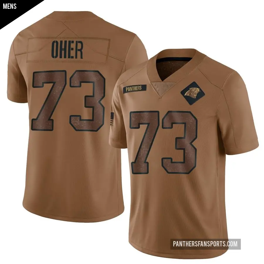 Men's Carolina Panthers ＃73 Michael Oher Brown Limited 2023 Salute To Service Jersey