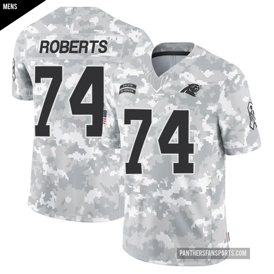 Men's Carolina Panthers ＃74 Sam Roberts Arctic Camo Limited 2024 Salute to Service Jersey