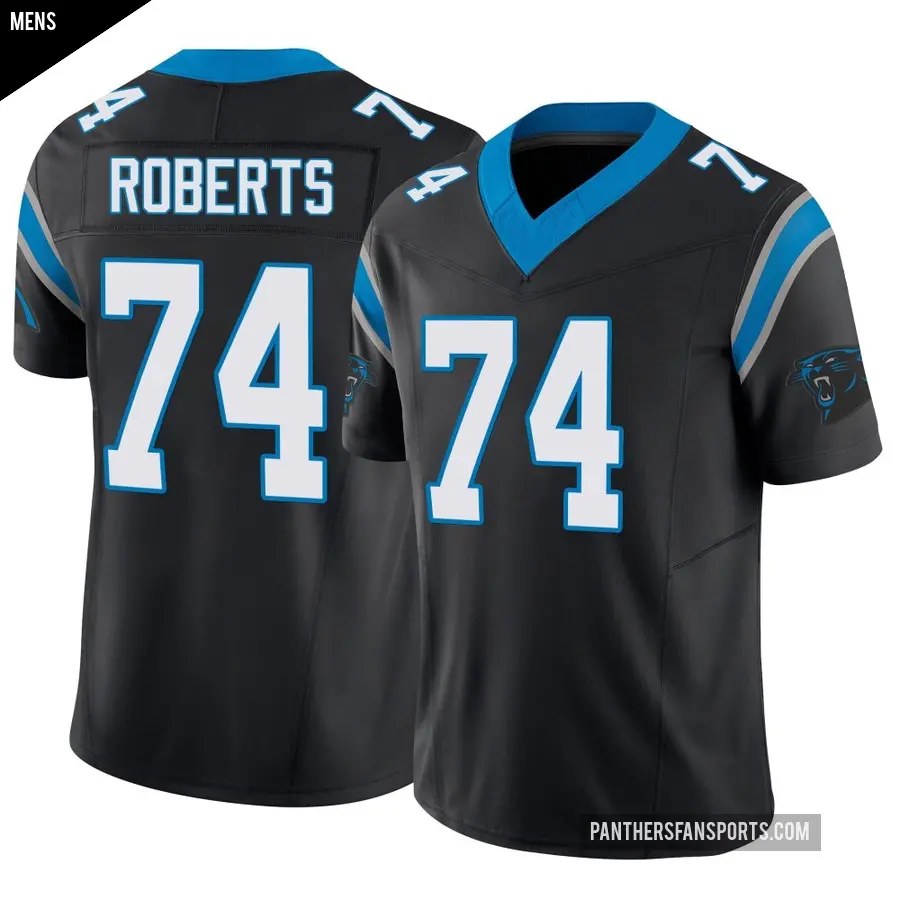 Men's Carolina Panthers ＃74 Sam Roberts Black Limited Vapor F.U.S.E. Jersey