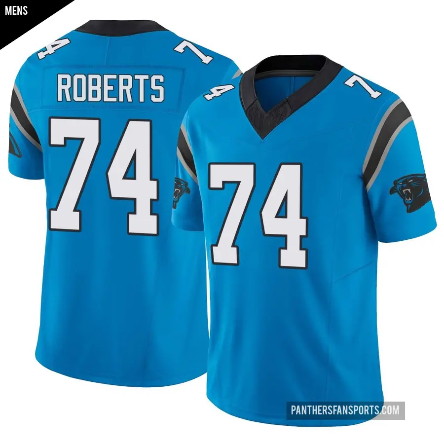 Men's Carolina Panthers ＃74 Sam Roberts Blue Limited Vapor F.U.S.E. Jersey