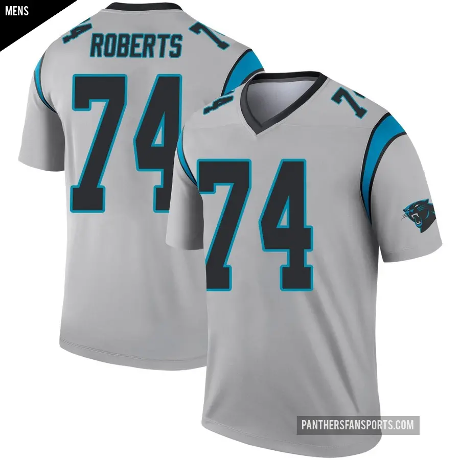 Men's Carolina Panthers ＃74 Sam Roberts Legend Inverted Silver Jersey