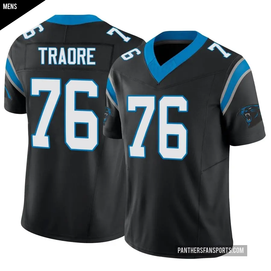 Men's Carolina Panthers ＃76 Badara Traore Black Limited Vapor F.U.S.E. Jersey
