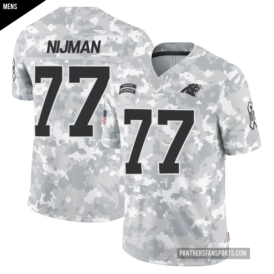 Men's Carolina Panthers ＃77 Yosh Nijman Arctic Camo Limited 2024 Salute to Service Jersey