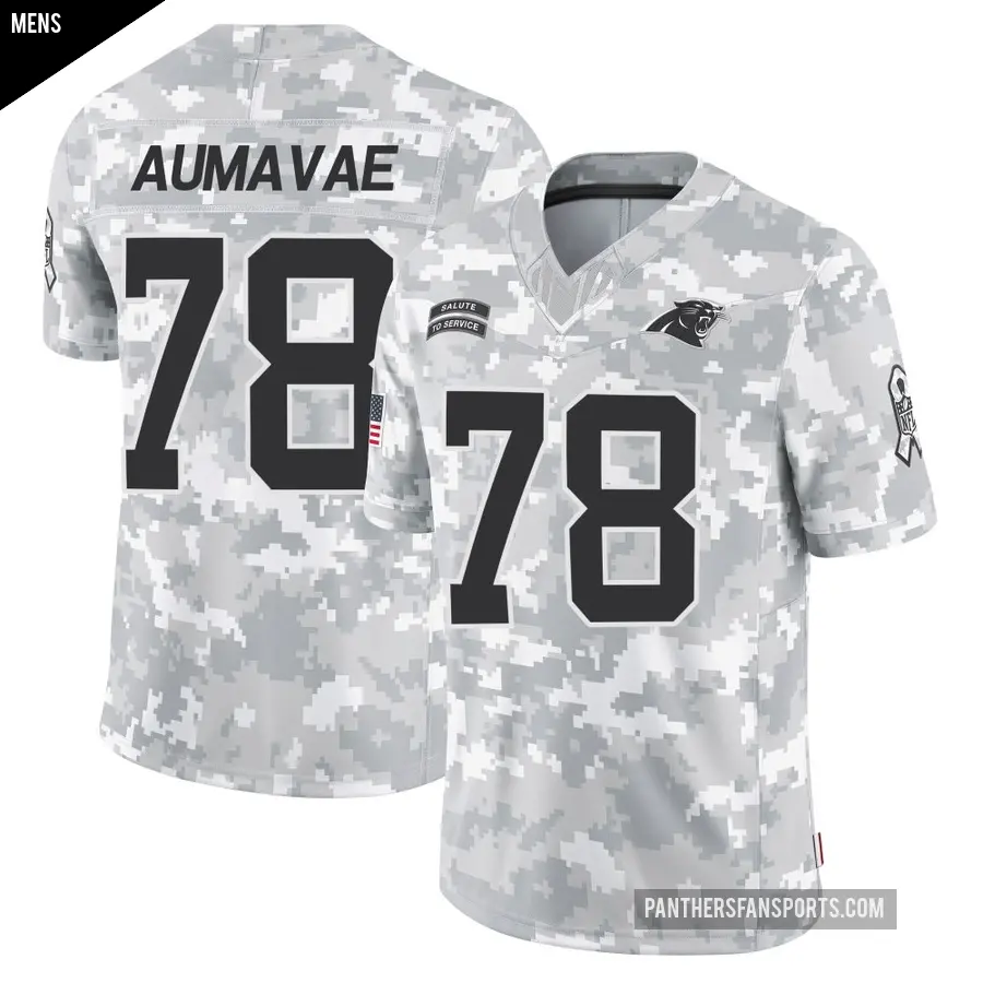 Men's Carolina Panthers ＃78 Popo Aumavae Arctic Camo Limited 2024 Salute to Service Jersey