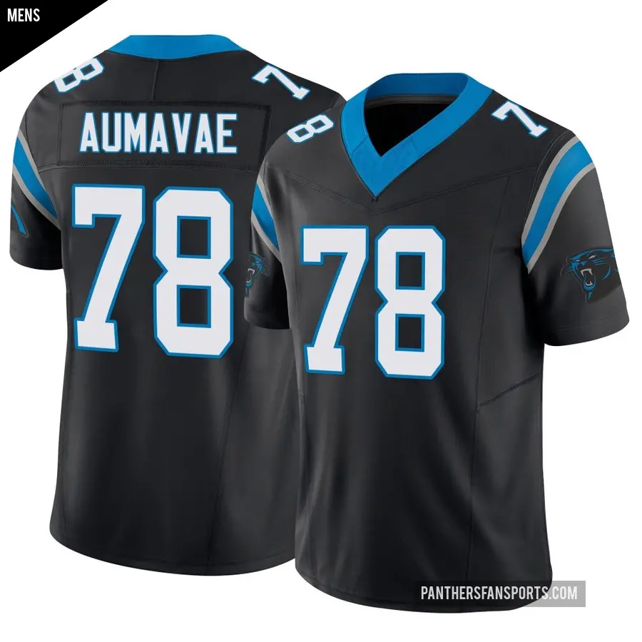 Men's Carolina Panthers ＃78 Popo Aumavae Black Limited Vapor F.U.S.E. Jersey