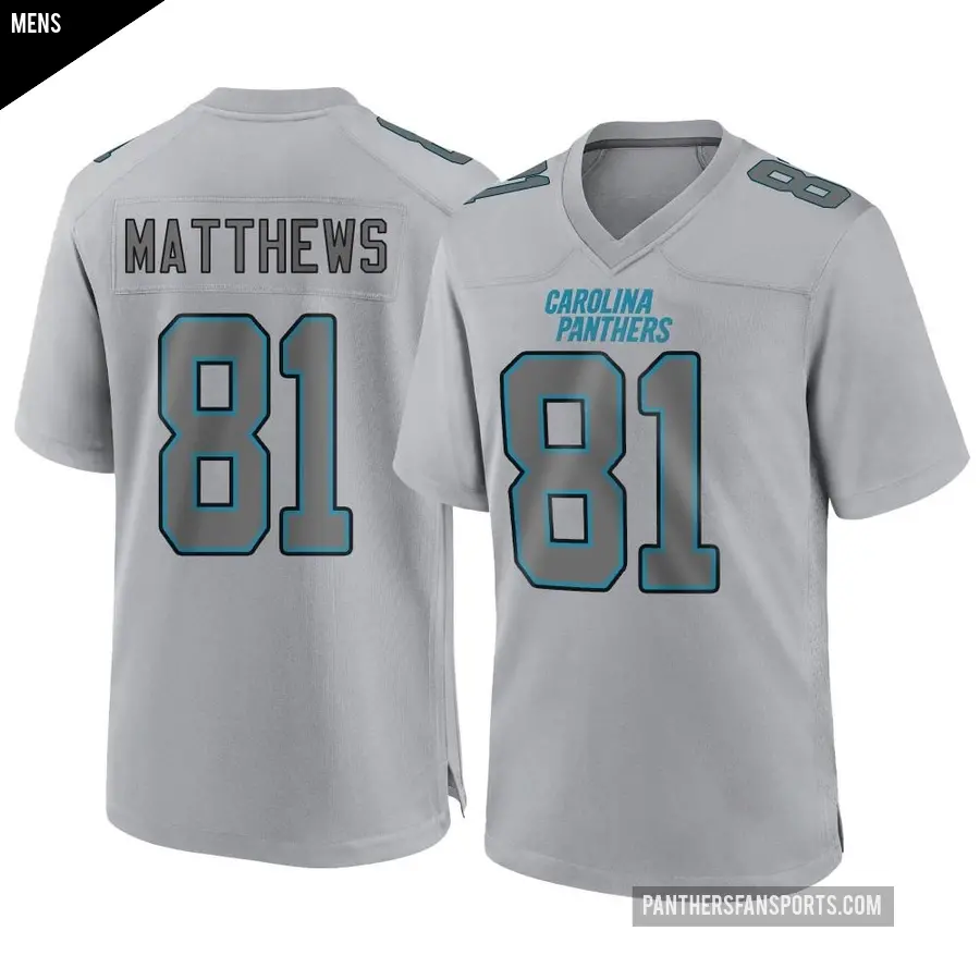 Men s Carolina Panthers 81 Jordan Matthews Gray Game Atmosphere Fashion Jersey Panthers Store
