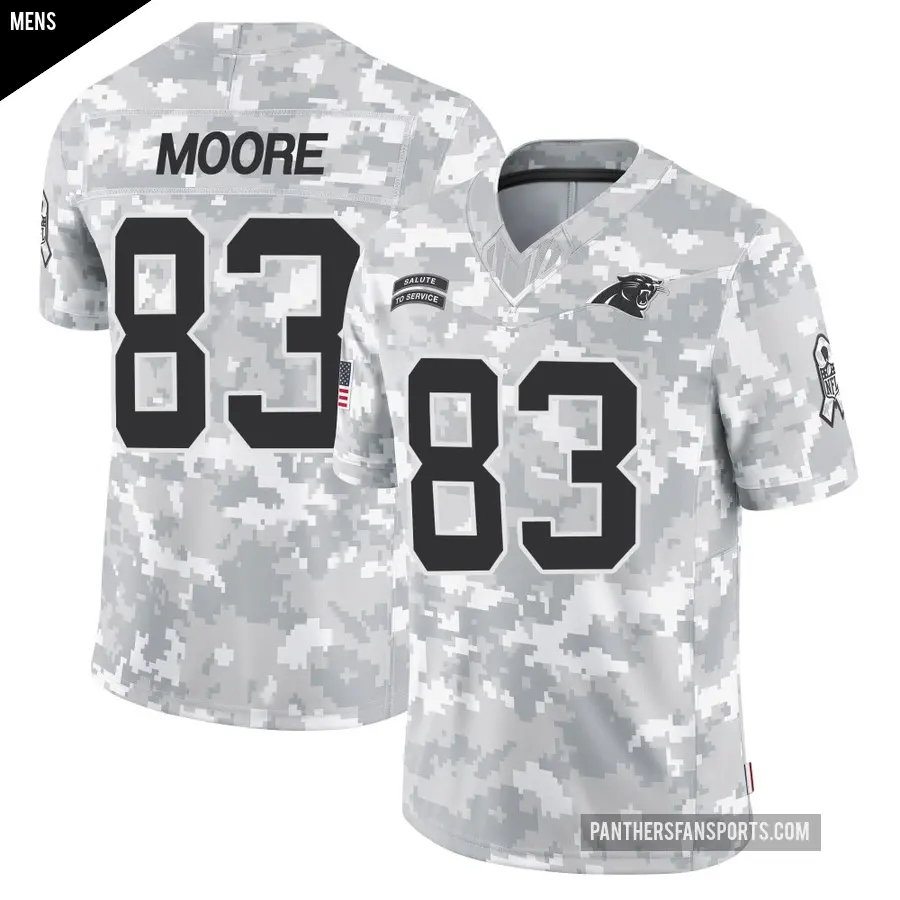 Men's Carolina Panthers ＃83 David Moore Arctic Camo Limited 2024 Salute to Service Jersey