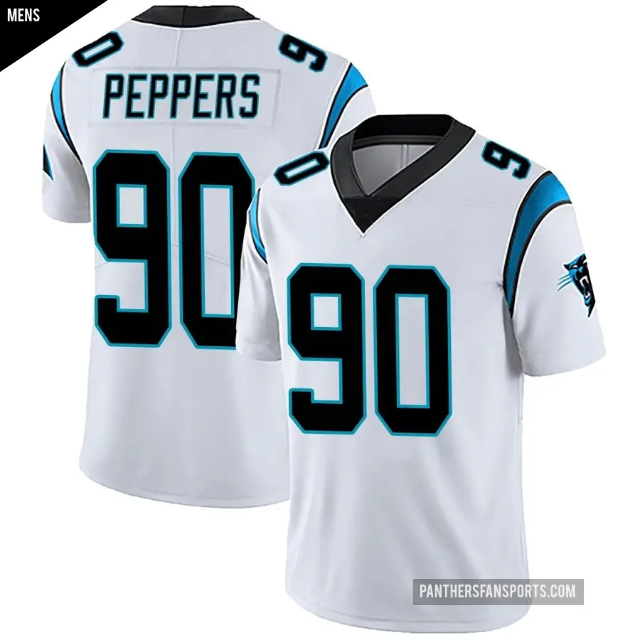 Men's Carolina Panthers ＃90 Julius Peppers White Limited Vapor Untouchable Jersey