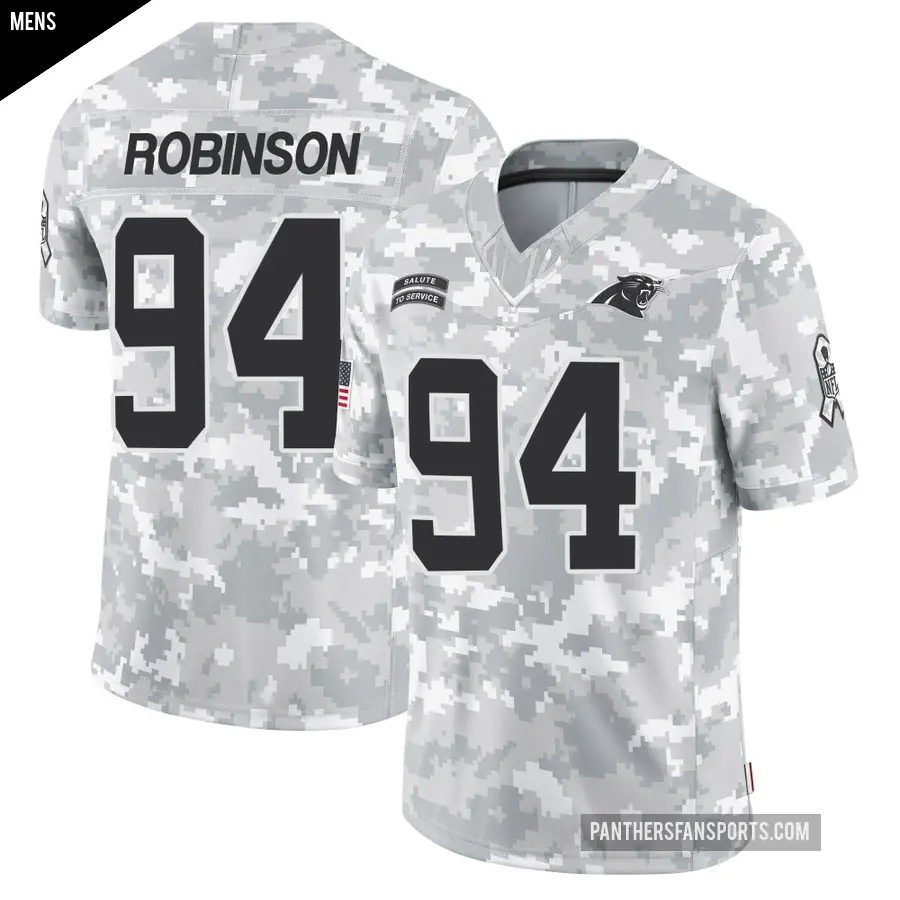 Men's Carolina Panthers ＃94 A'Shawn Robinson Arctic Camo Limited 2024 Salute to Service Jersey