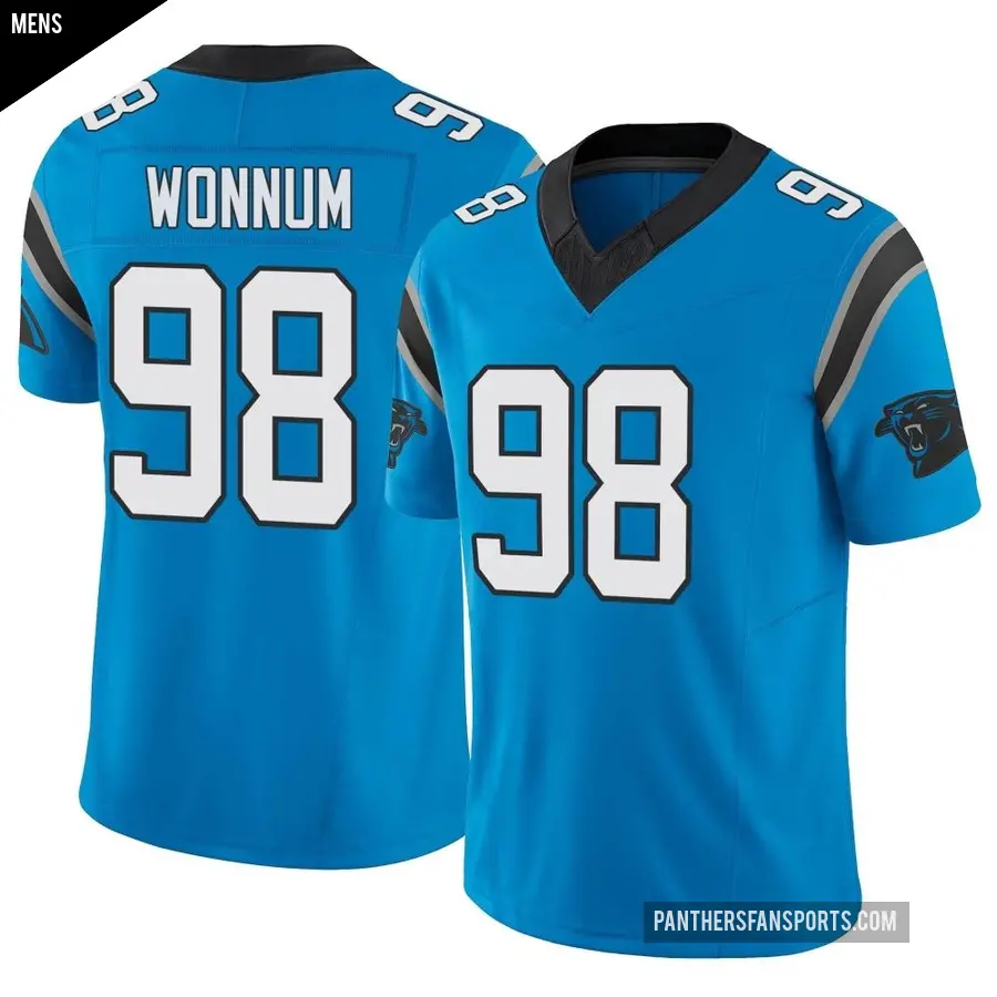 Men's Carolina Panthers ＃98 D.J. Wonnum Blue Limited Vapor F.U.S.E. Jersey