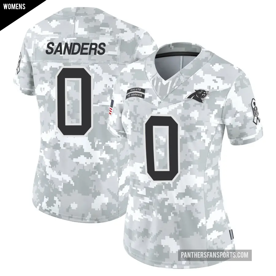 Women's Carolina Panthers ＃0 Ja'Tavion Sanders Arctic Camo Limited 2024 Salute to Service Jersey