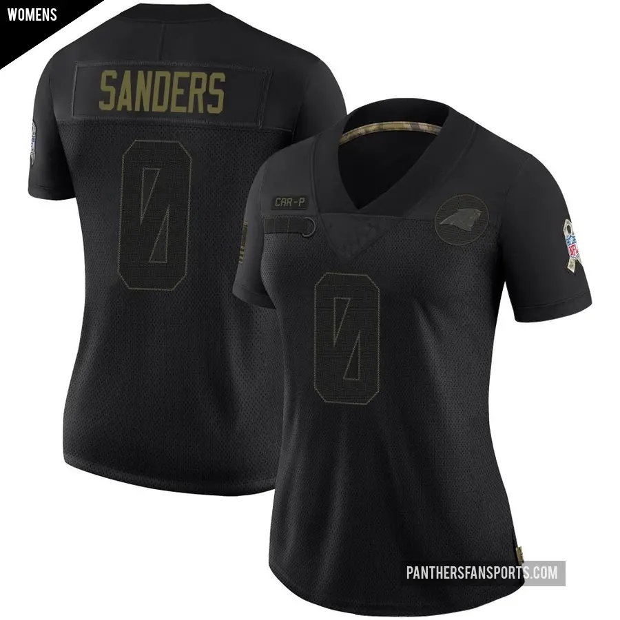 Women's Carolina Panthers ＃0 Ja'Tavion Sanders Black Limited 2020 Salute To Service Jersey