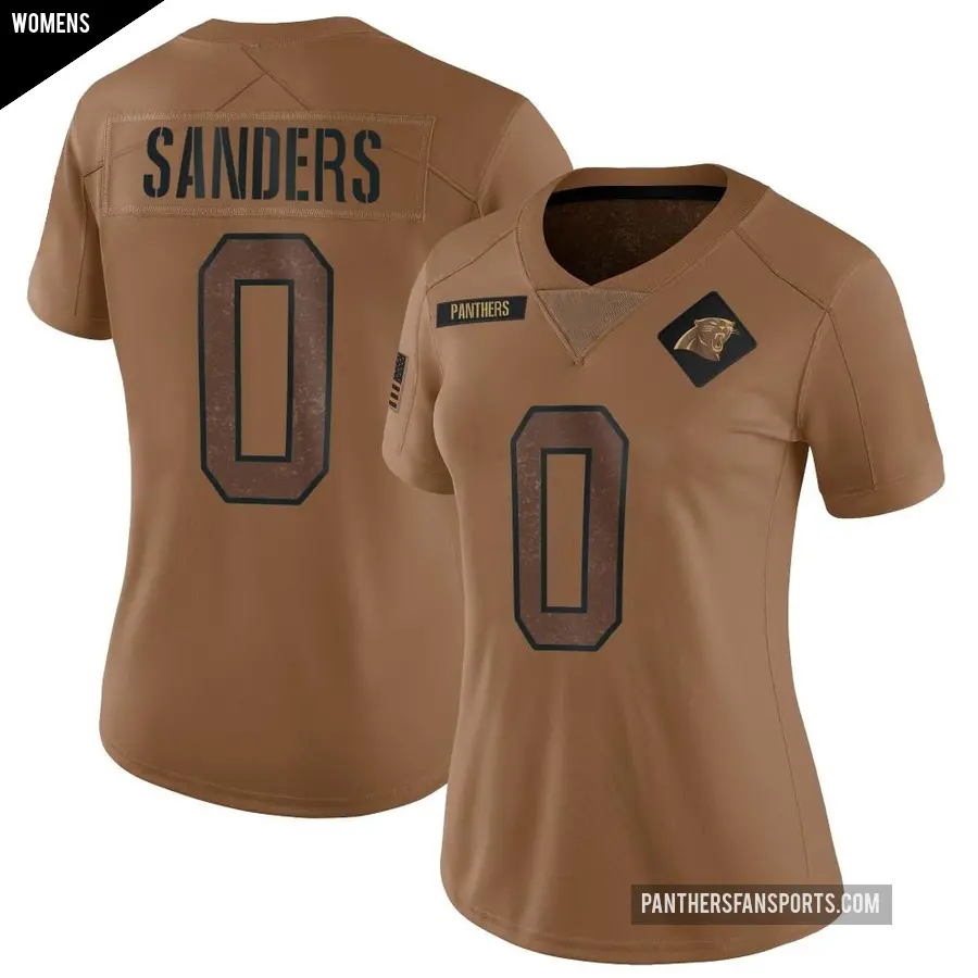 Women's Carolina Panthers ＃0 Ja'Tavion Sanders Brown Limited 2023 Salute To Service Jersey