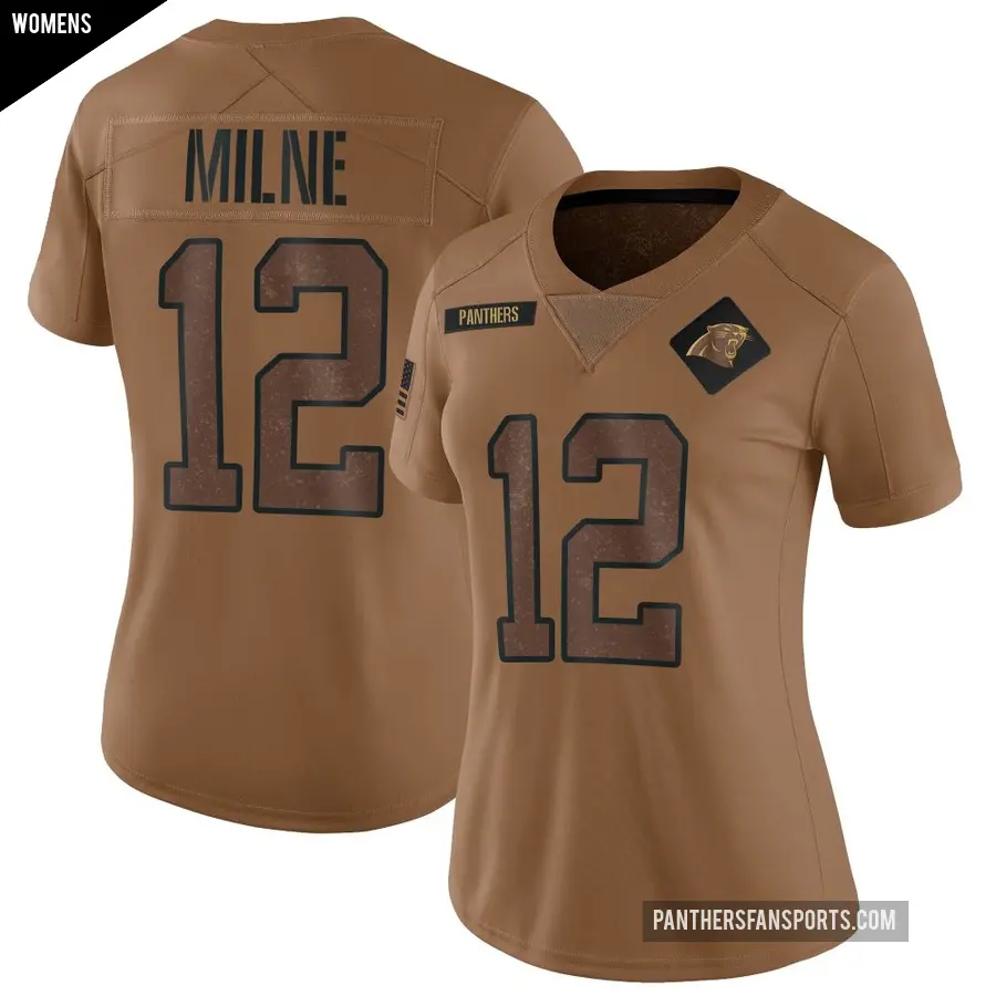 Women's Carolina Panthers ＃12 Dax Milne Brown Limited 2023 Salute To Service Jersey