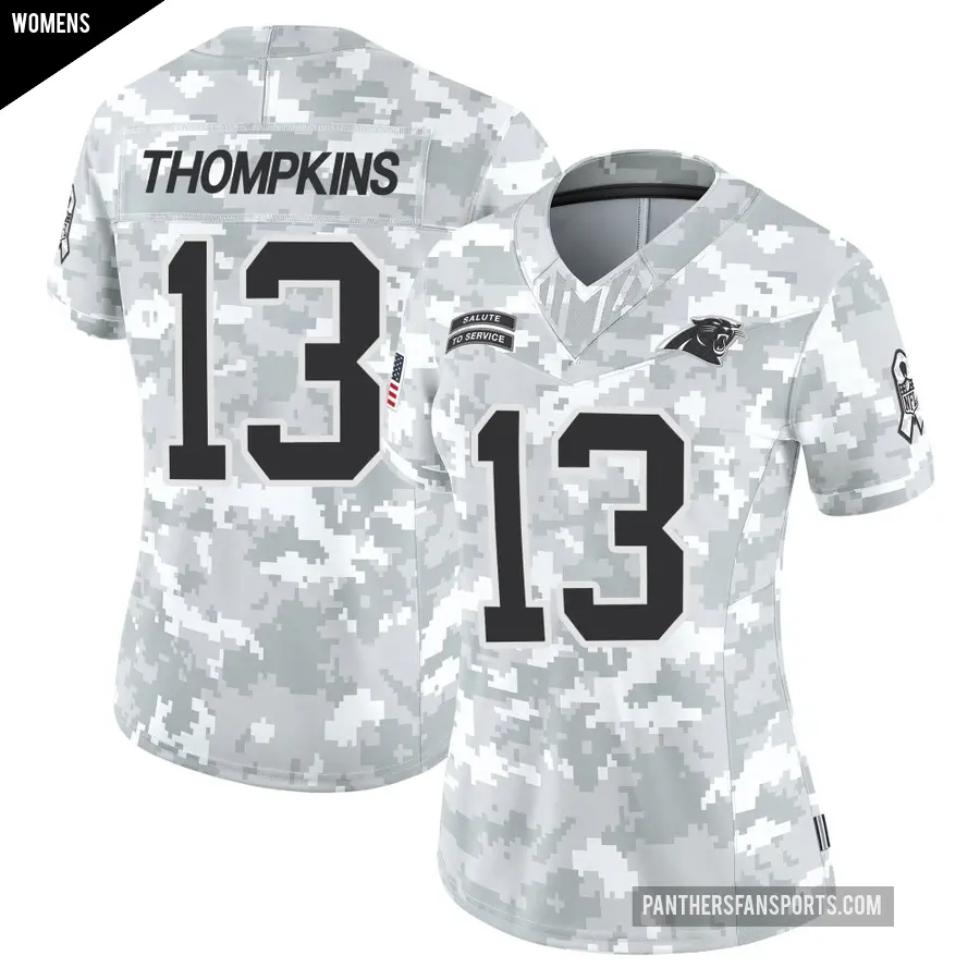 Women's Carolina Panthers ＃13 Deven Thompkins Arctic Camo Limited 2024 Salute to Service Jersey