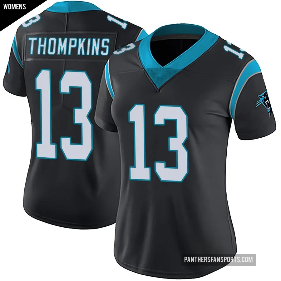 Women's Carolina Panthers ＃13 Deven Thompkins Black Limited Team Color Vapor Untouchable Jersey