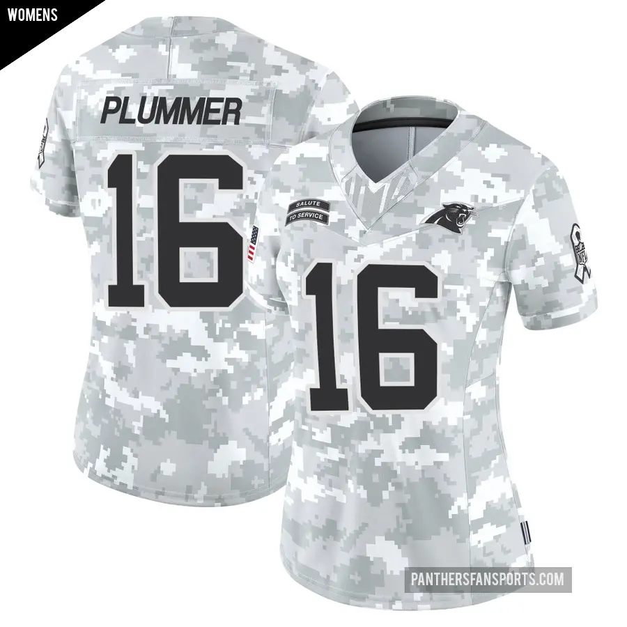 Women's Carolina Panthers ＃16 Jack Plummer Arctic Camo Limited 2024 Salute to Service Jersey