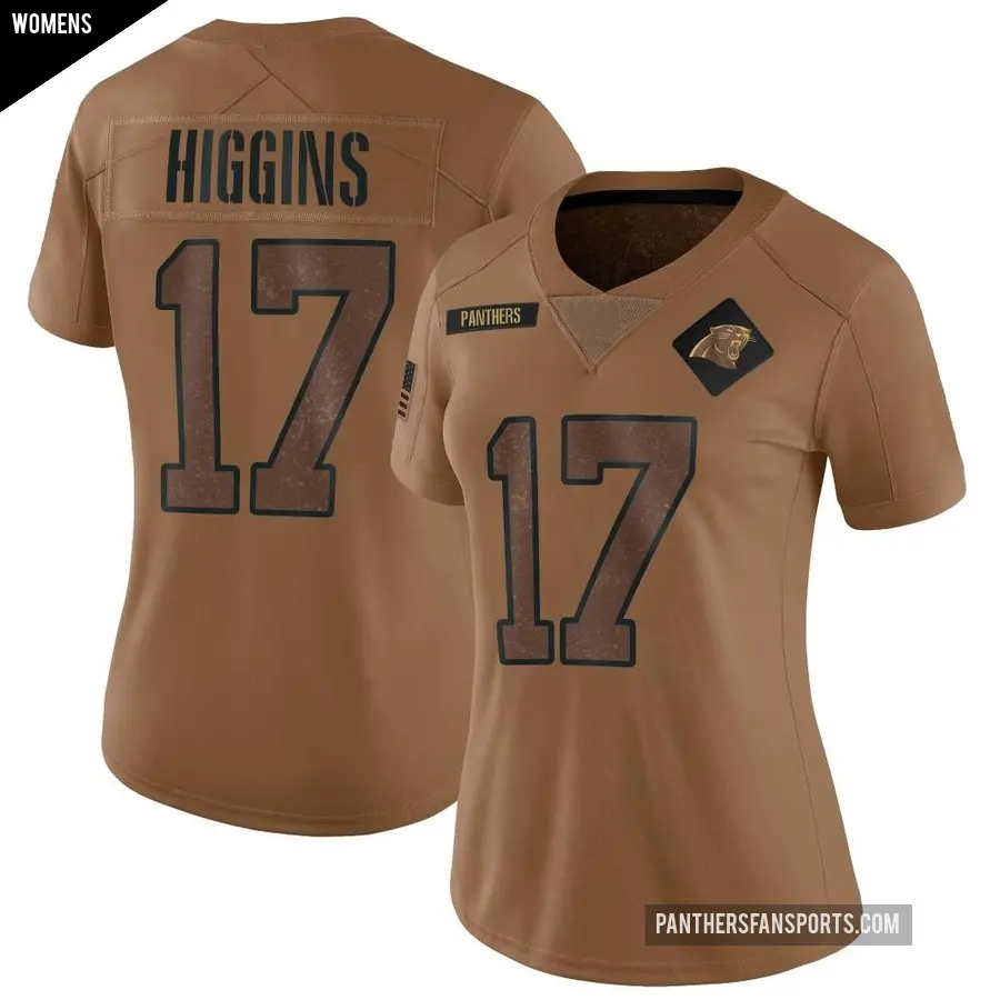 Women's Carolina Panthers ＃17 Rashard Higgins Brown Limited 2023 Salute To Service Jersey