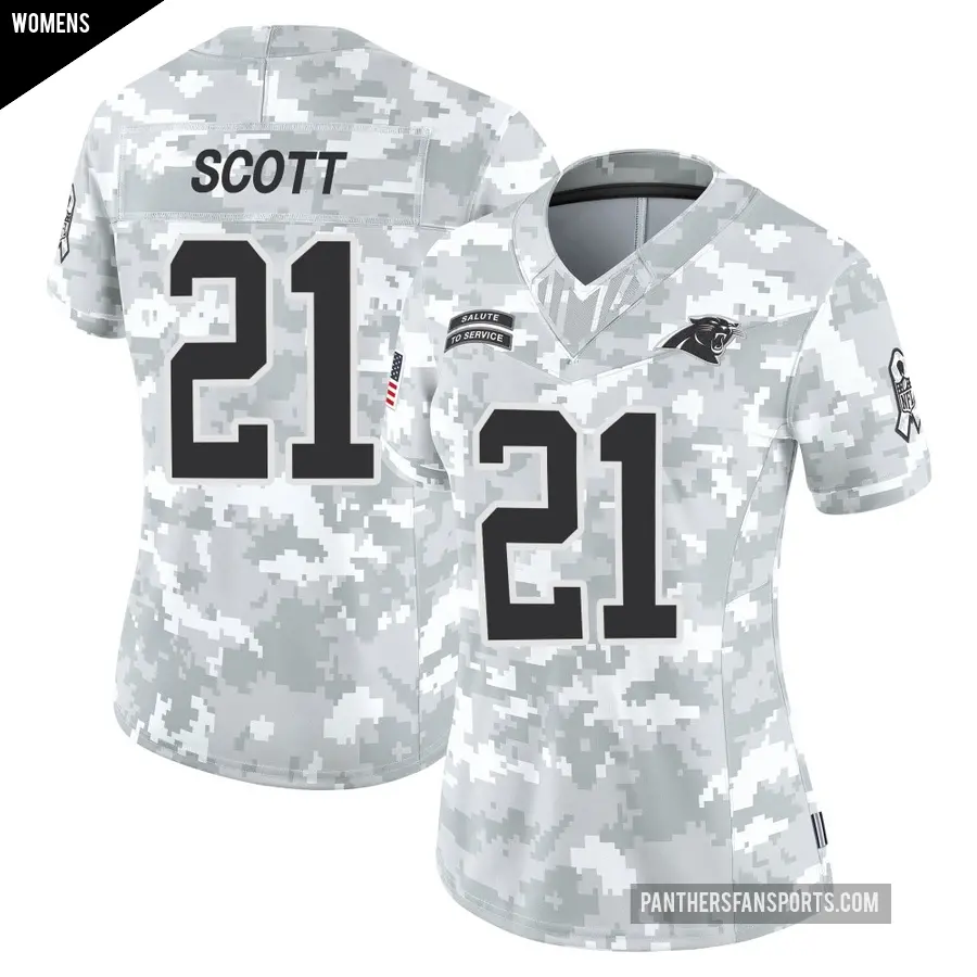Women's Carolina Panthers ＃21 Nick Scott Arctic Camo Limited 2024 Salute to Service Jersey