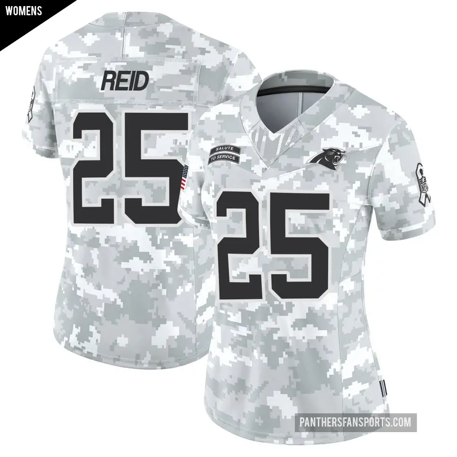 Women's Carolina Panthers ＃25 Eric Reid Arctic Camo Limited 2024 Salute to Service Jersey