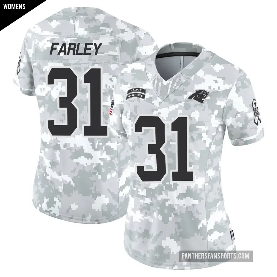 Women's Carolina Panthers ＃31 Caleb Farley Arctic Camo Limited 2024 Salute to Service Jersey