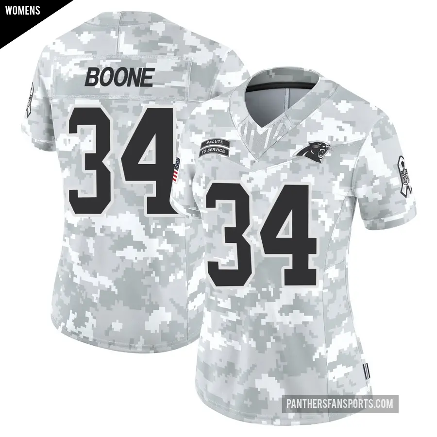 Women's Carolina Panthers ＃34 Mike Boone Arctic Camo Limited 2024 Salute to Service Jersey
