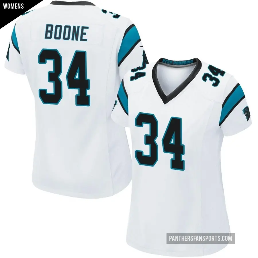 Women's Carolina Panthers ＃34 Mike Boone White Game Jersey