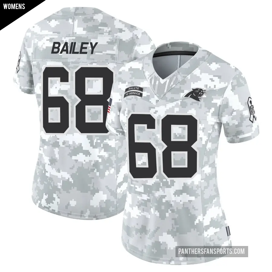 Women's Carolina Panthers ＃39 Emani Bailey Arctic Camo Limited 2024 Salute to Service Jersey