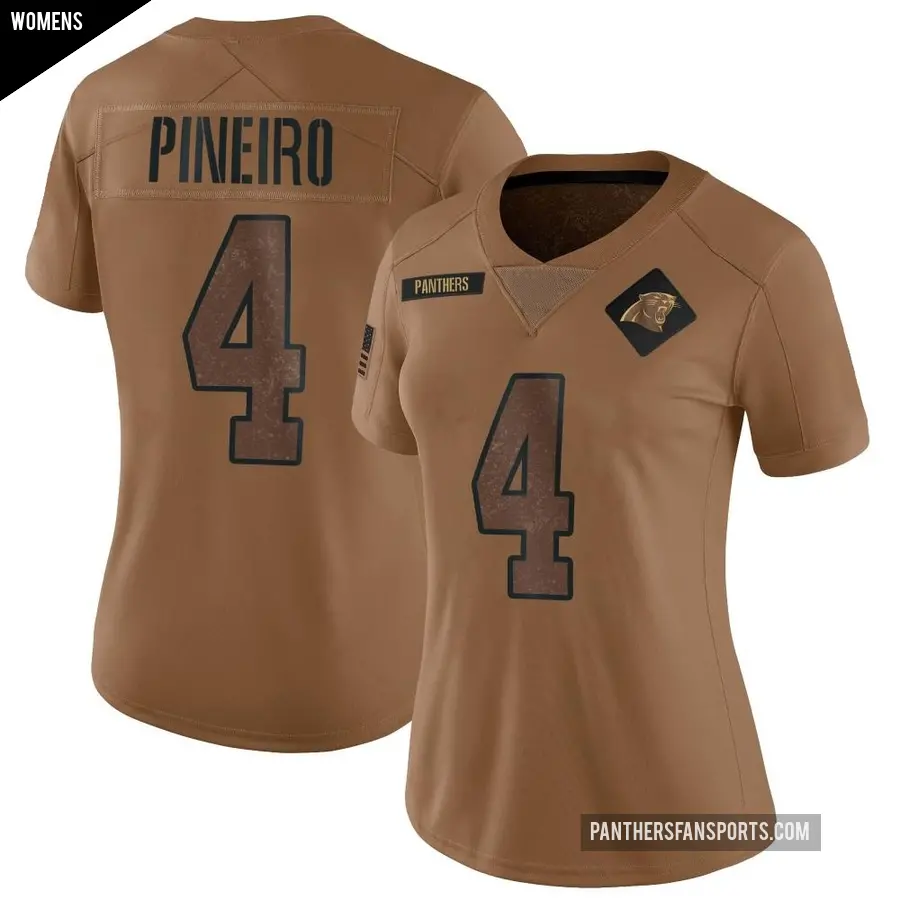 Women's Carolina Panthers ＃4 Eddy Pineiro Brown Limited 2023 Salute To Service Jersey