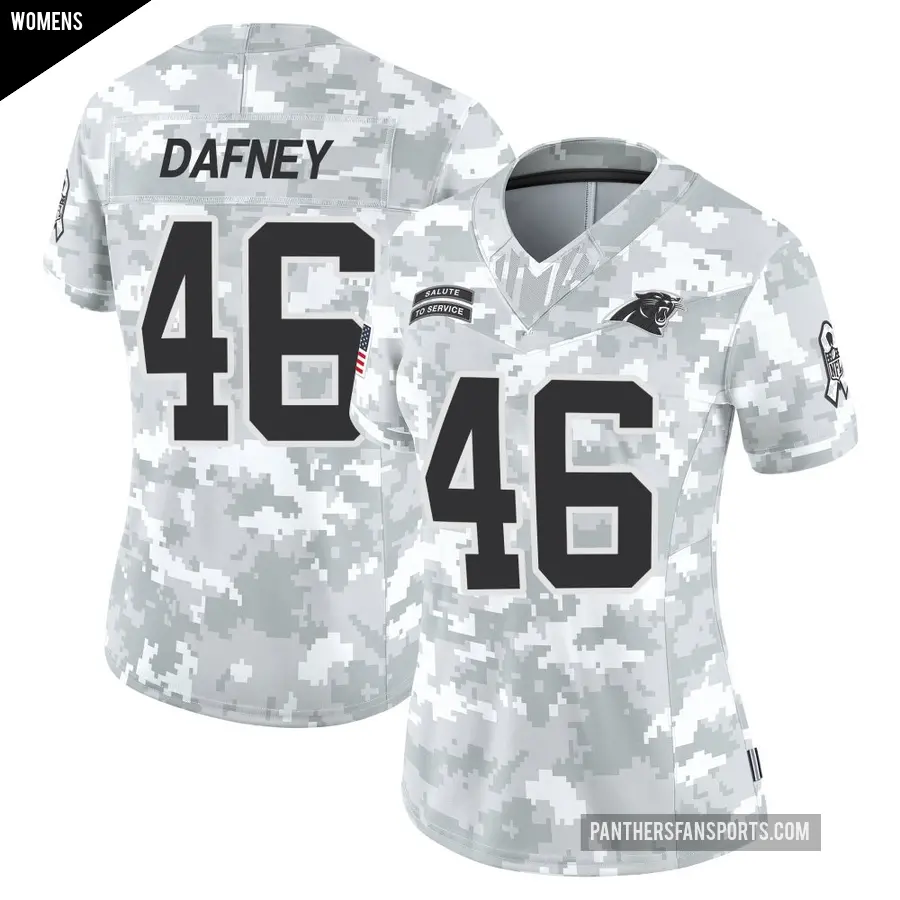 Women's Carolina Panthers ＃46 Dominique Dafney Arctic Camo Limited 2024 Salute to Service Jersey