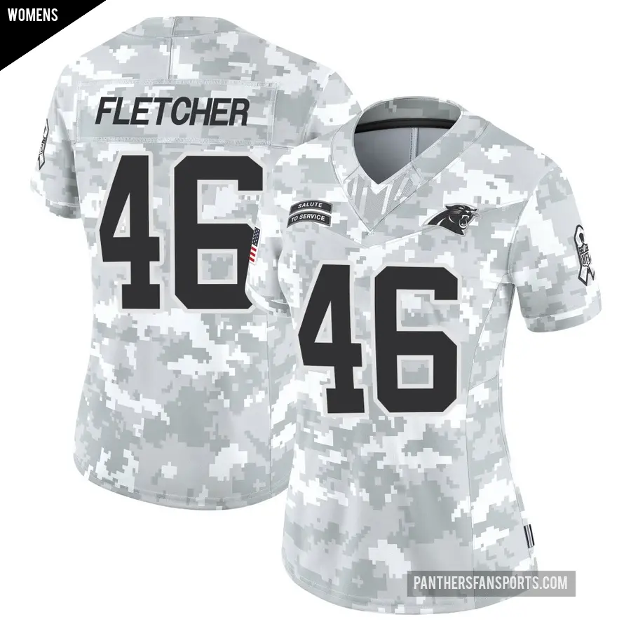 Women's Carolina Panthers ＃46 Thomas Fletcher Arctic Camo Limited 2024 Salute to Service Jersey