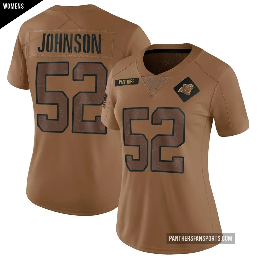 Women's Carolina Panthers ＃52 DJ Johnson Brown Limited 2023 Salute To Service Jersey