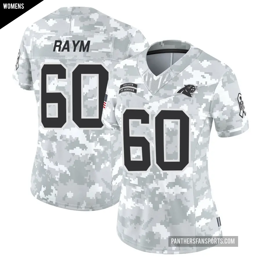 Women's Carolina Panthers ＃60 Andrew Raym Arctic Camo Limited 2024 Salute to Service Jersey